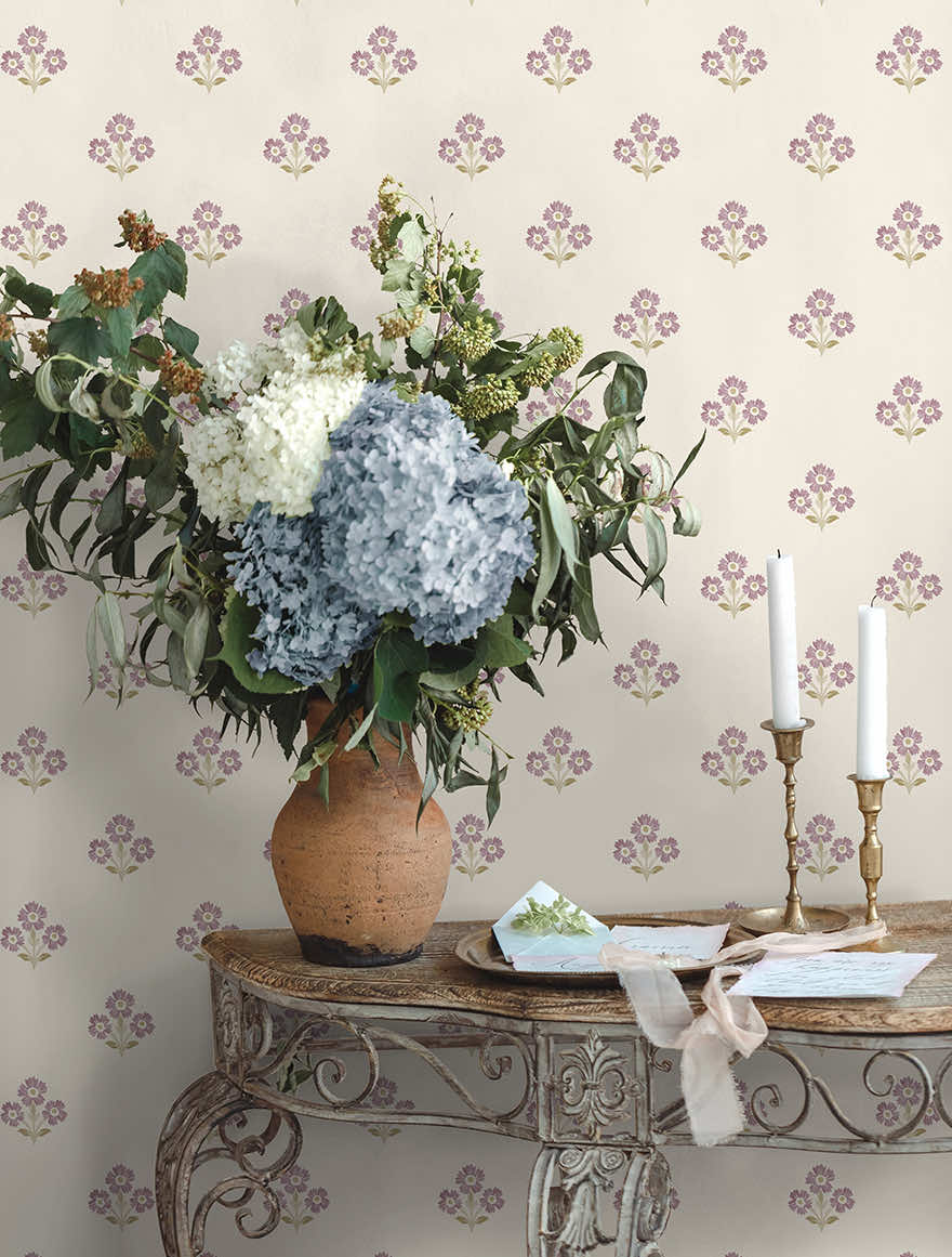 Isadora Wallpaper - Neutral / Mulberry - Holden Décor - 91994 - Premier Wallcovering
