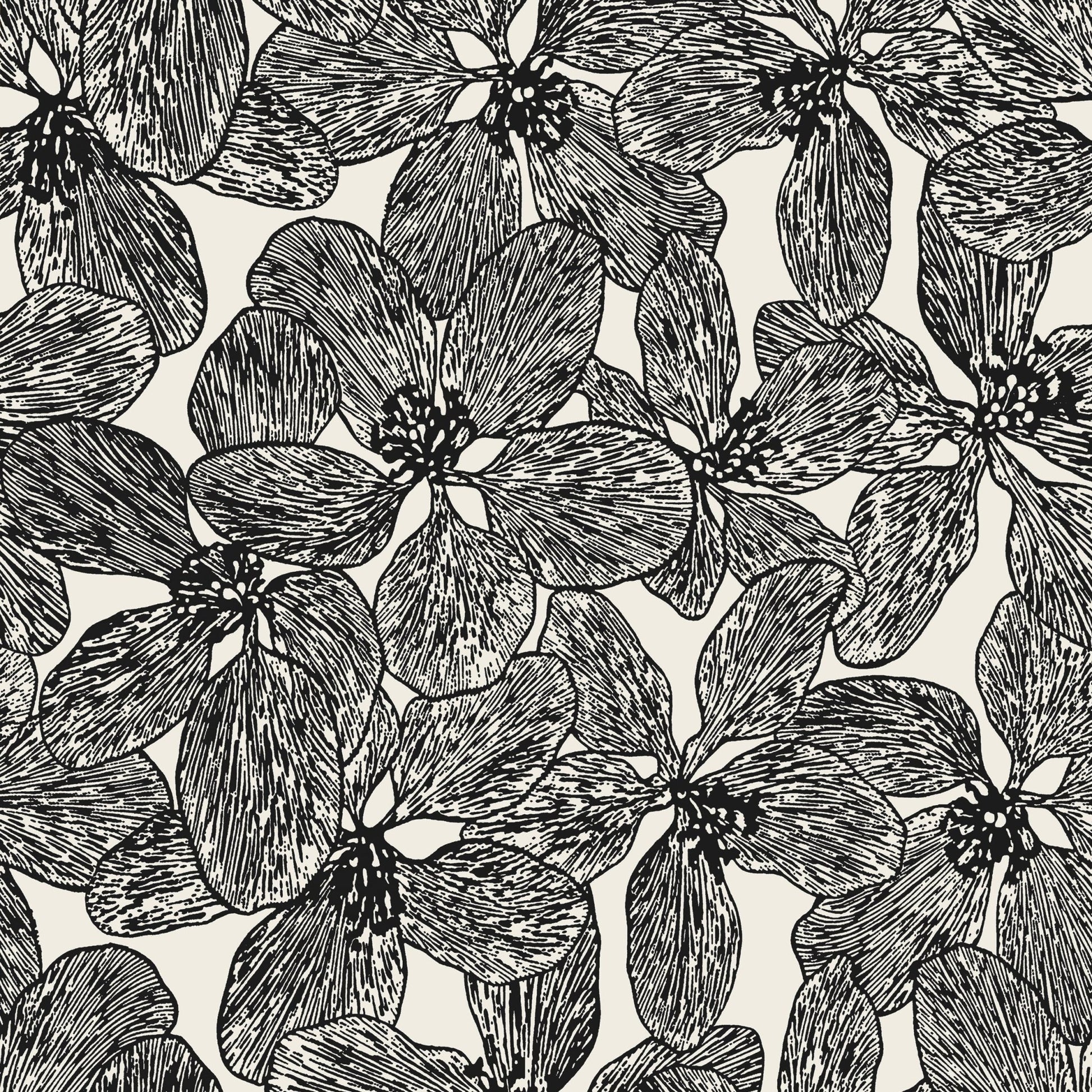 Island Orchid Wallpaper - Black & White - Thibaut - T15848 - Premier Wallcovering