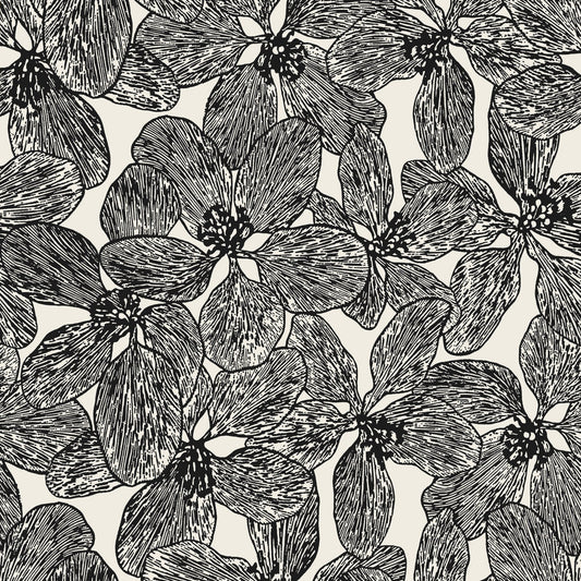 Island Orchid Wallpaper - Black & White - Thibaut - T15848 - Premier Wallcovering