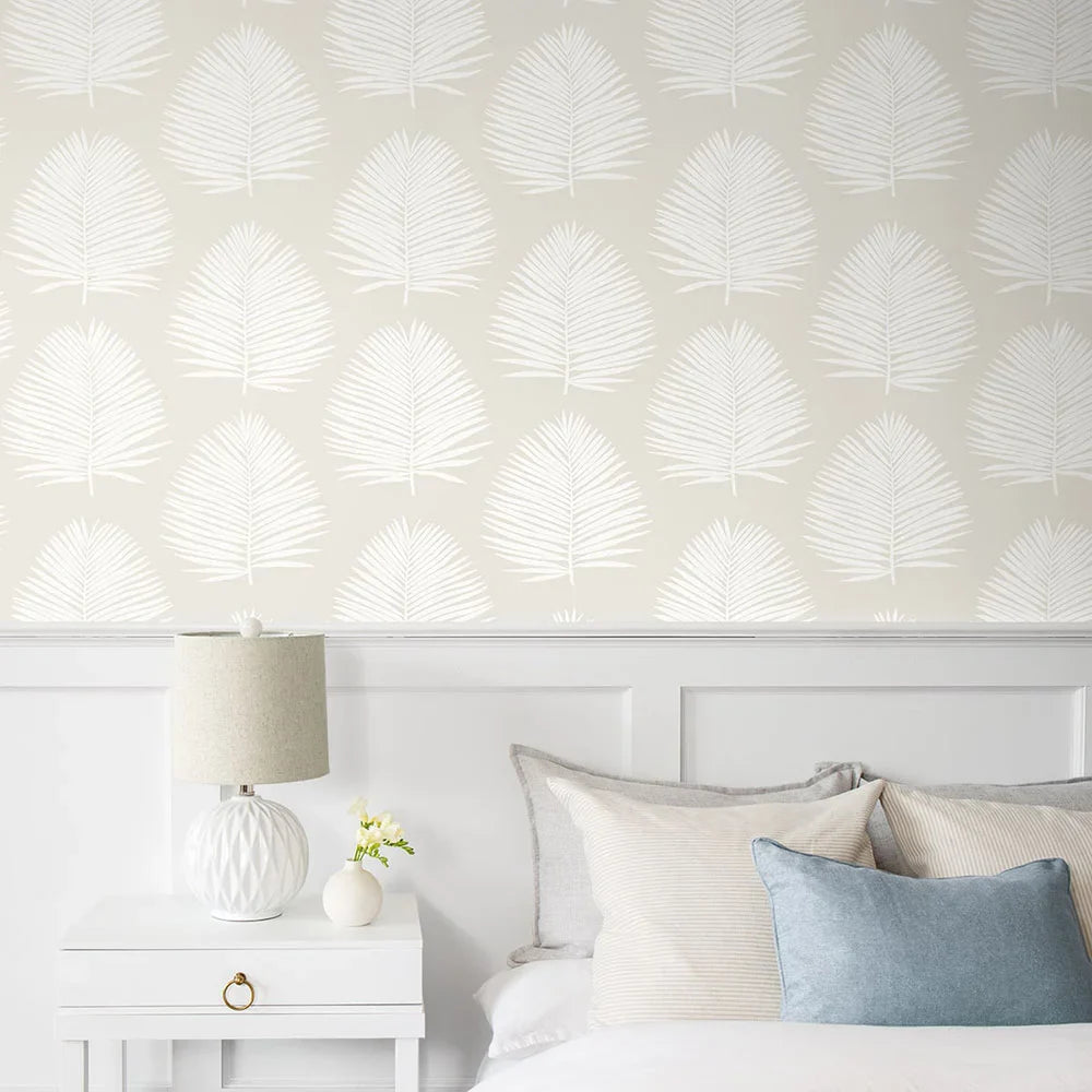 Island Palm Wallpaper - Alabaster - NextWall - NW57100 - Premier Wallcovering