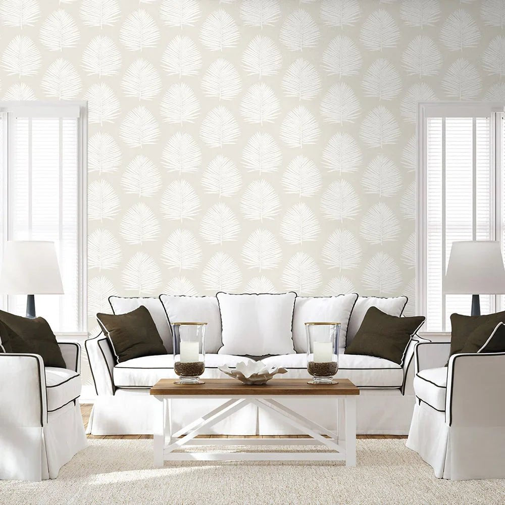 Island Palm Wallpaper - Alabaster - NextWall - NW57100 - Premier Wallcovering
