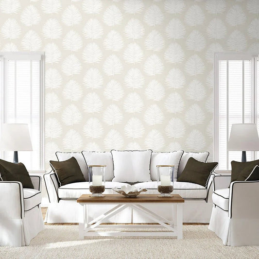 Island Palm Wallpaper - Alabaster - NextWall - NW57100 - Premier Wallcovering