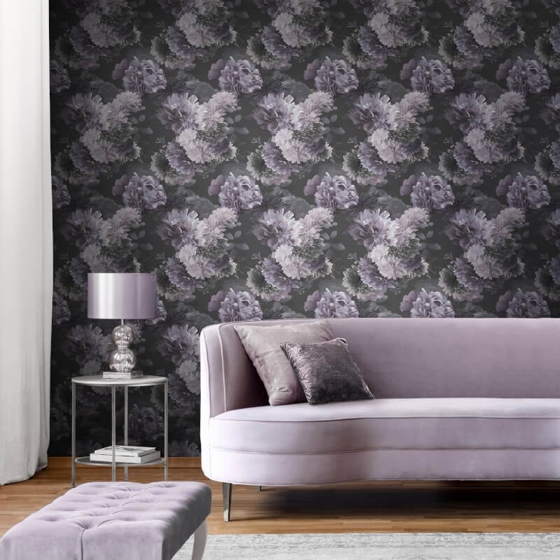 Issey Floral Wallpaper - Mauve - Lipsy London - 144060 - Premier Wallcovering