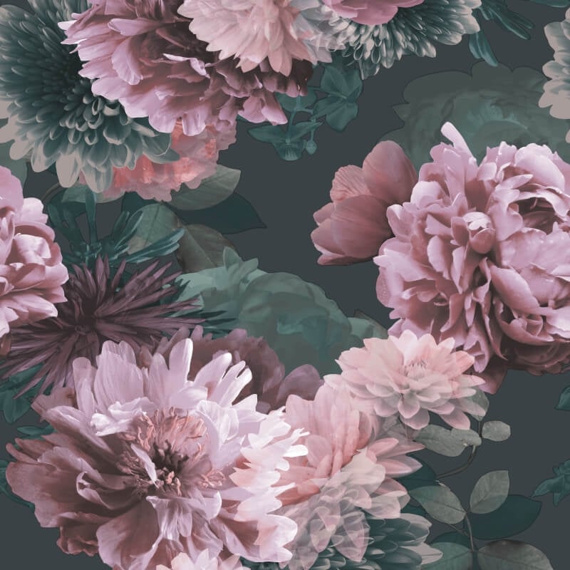 Issey Floral Wallpaper - Green/Blush - Lipsy London - 144061 - Premier Wallcovering