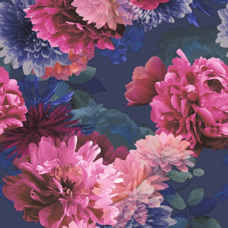 Issey Floral Wallpaper - Blue/Pink - Lipsy London - 144062 - Premier Wallcovering