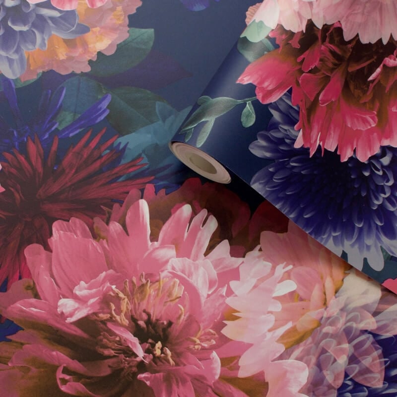 Issey Floral Wallpaper - Blue/Pink - Lipsy London - 144062 - Premier Wallcovering