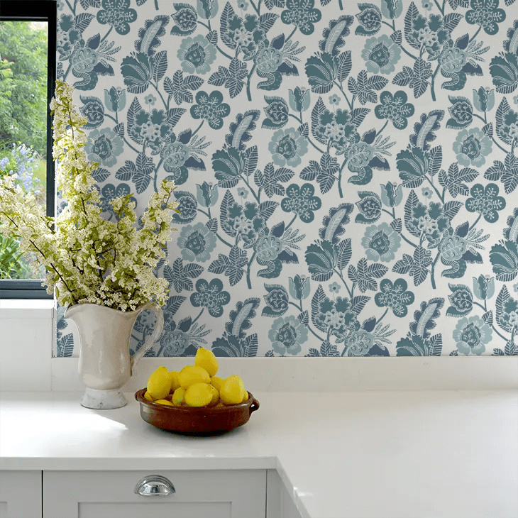 Jacobean Wallpaper - Teal - A Street Prints - FD26340 - Premier Wallcovering