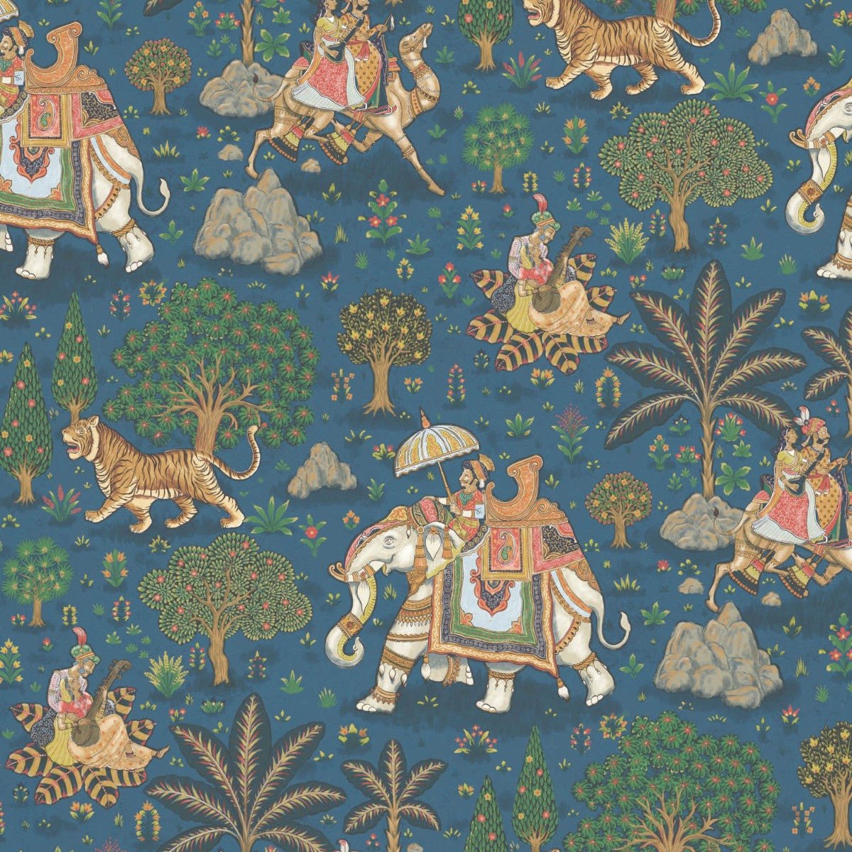 Jaipur Wallpaper - Midnight - Warner House - Premier Wallcovering