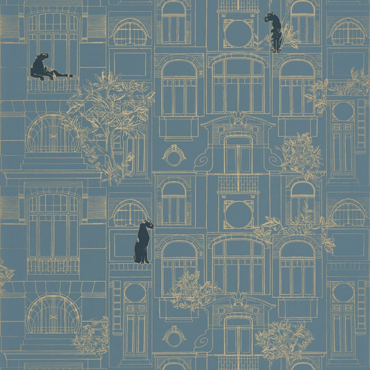 James Wallpaper - Bleu Paon - Caselio - 103786286 - Premier Wallcovering