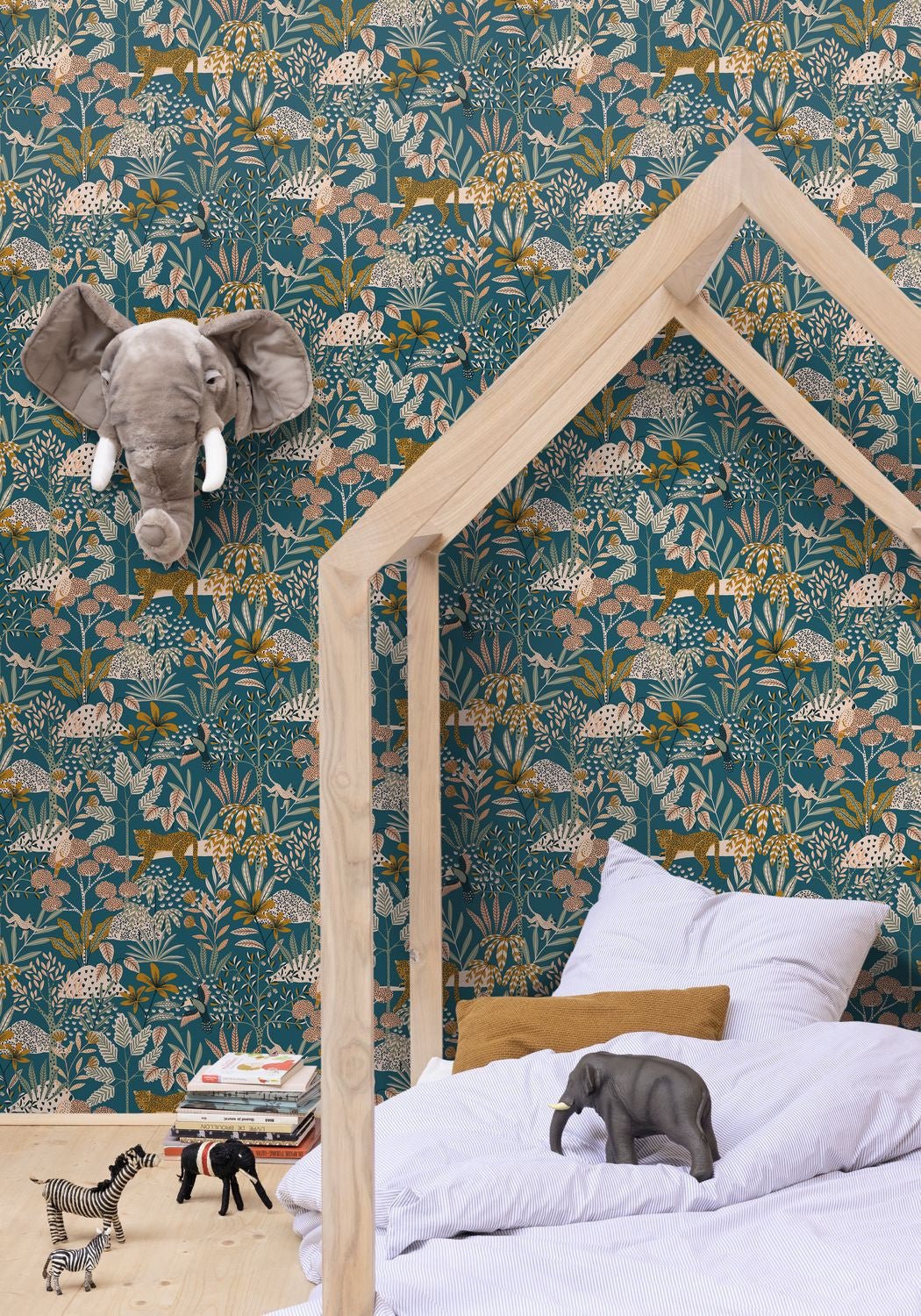 Jane Wallpaper - Bleu Nuit Rose - Caselio - 104486488 - Premier Wallcovering