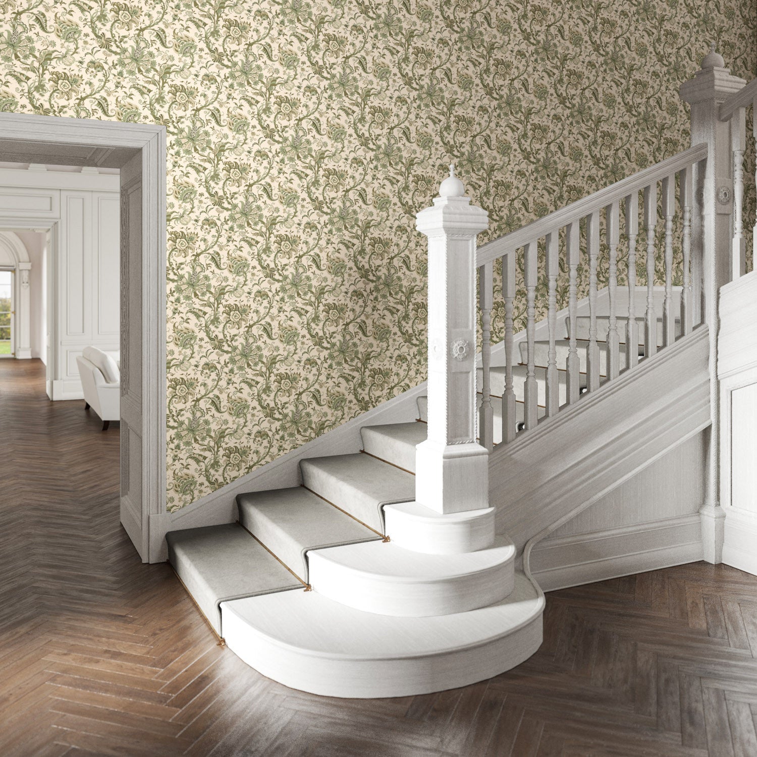 Janita Wallpaper - Olive - Warner House - Premier Wallcovering
