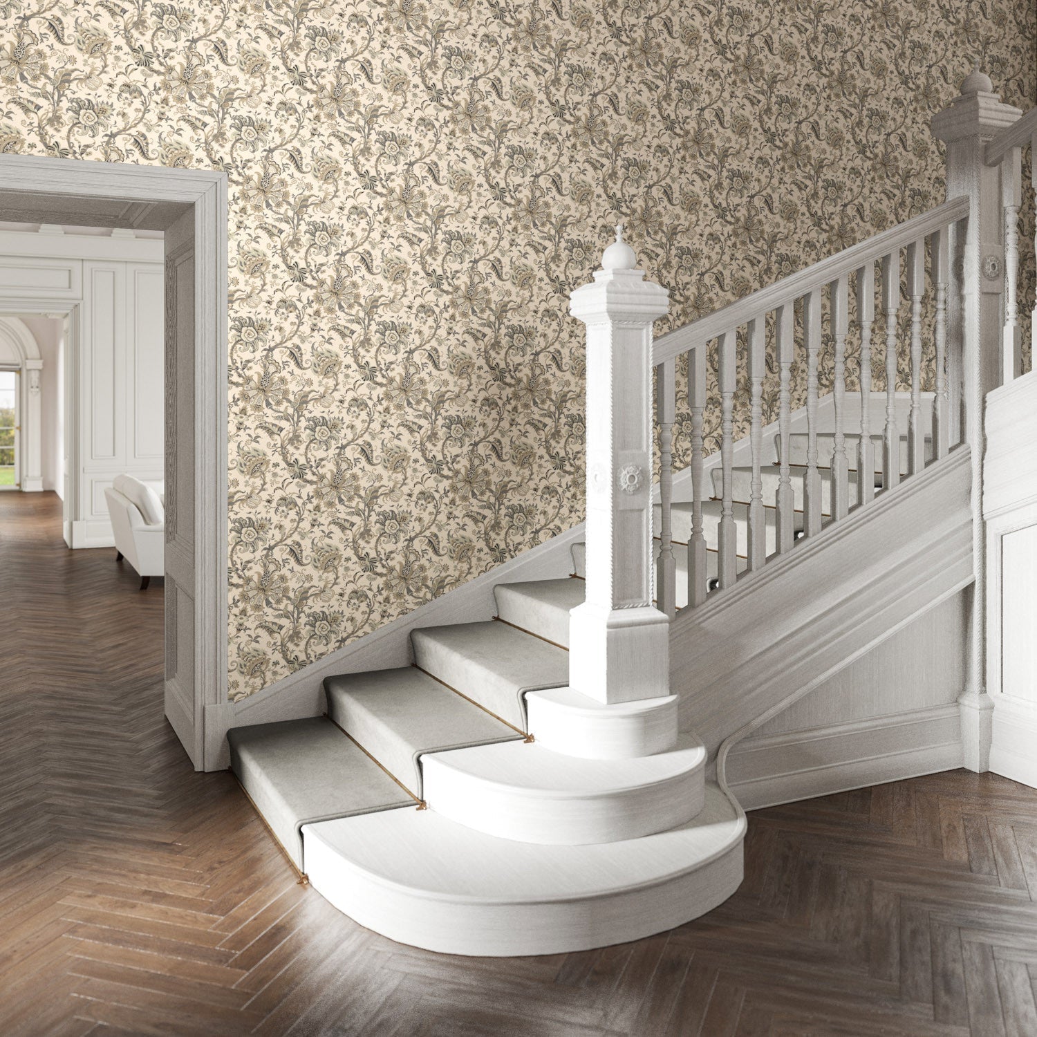 Janita Wallpaper - Natural - Warner House - Premier Wallcovering