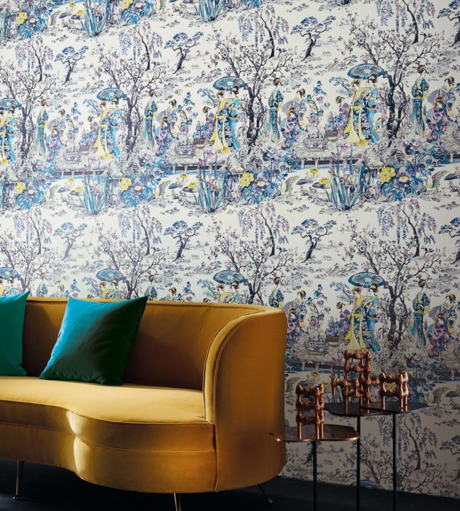 Japanese Garden Wallpaper - Ochre / Mustard / Rose - Osborne & Little - W7024-03 - Premier Wallcovering