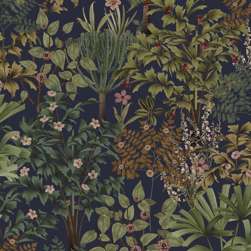 Jardin Botanico Wallpaper - Navy - Graham & Brown - 120656 - Premier Wallcovering