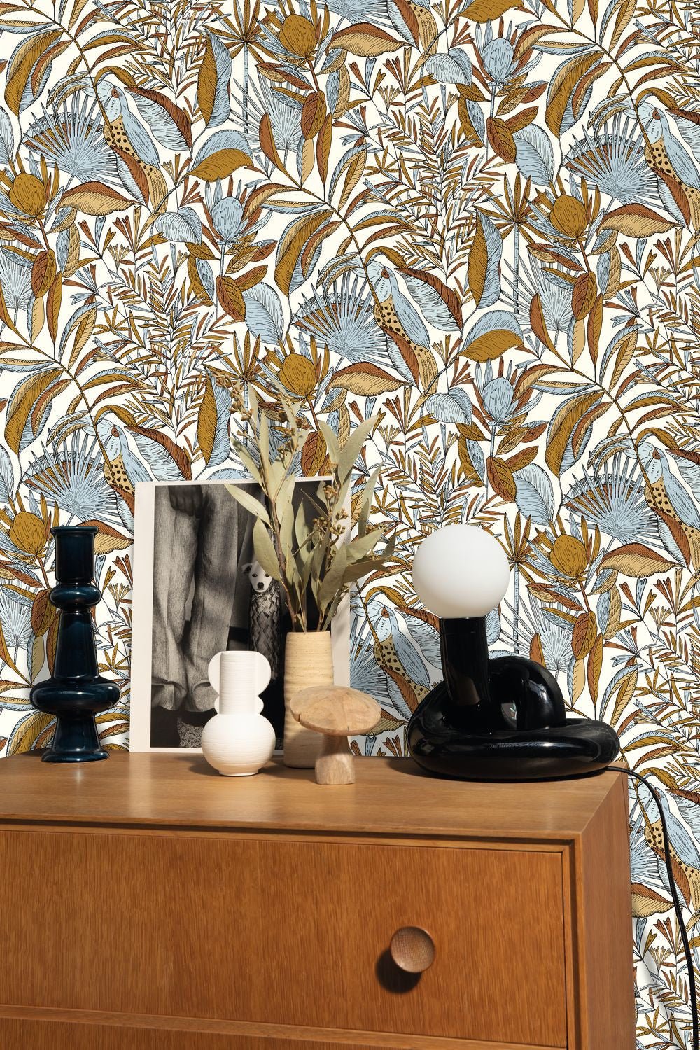 Jardin De Bel Air Wallpaper - Blanc Orange Bleu - Caselio - 103012479 - Premier Wallcovering