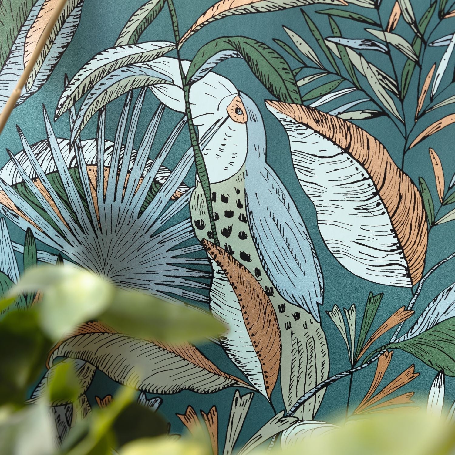 Jardin De Bel Air Wallpaper - Bleu Canard - Caselio - 103016749 - Premier Wallcovering