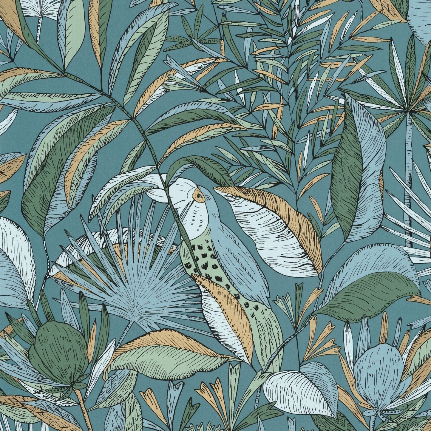 Jardin De Bel Air Wallpaper - Bleu Canard - Caselio - 103016749 - Premier Wallcovering