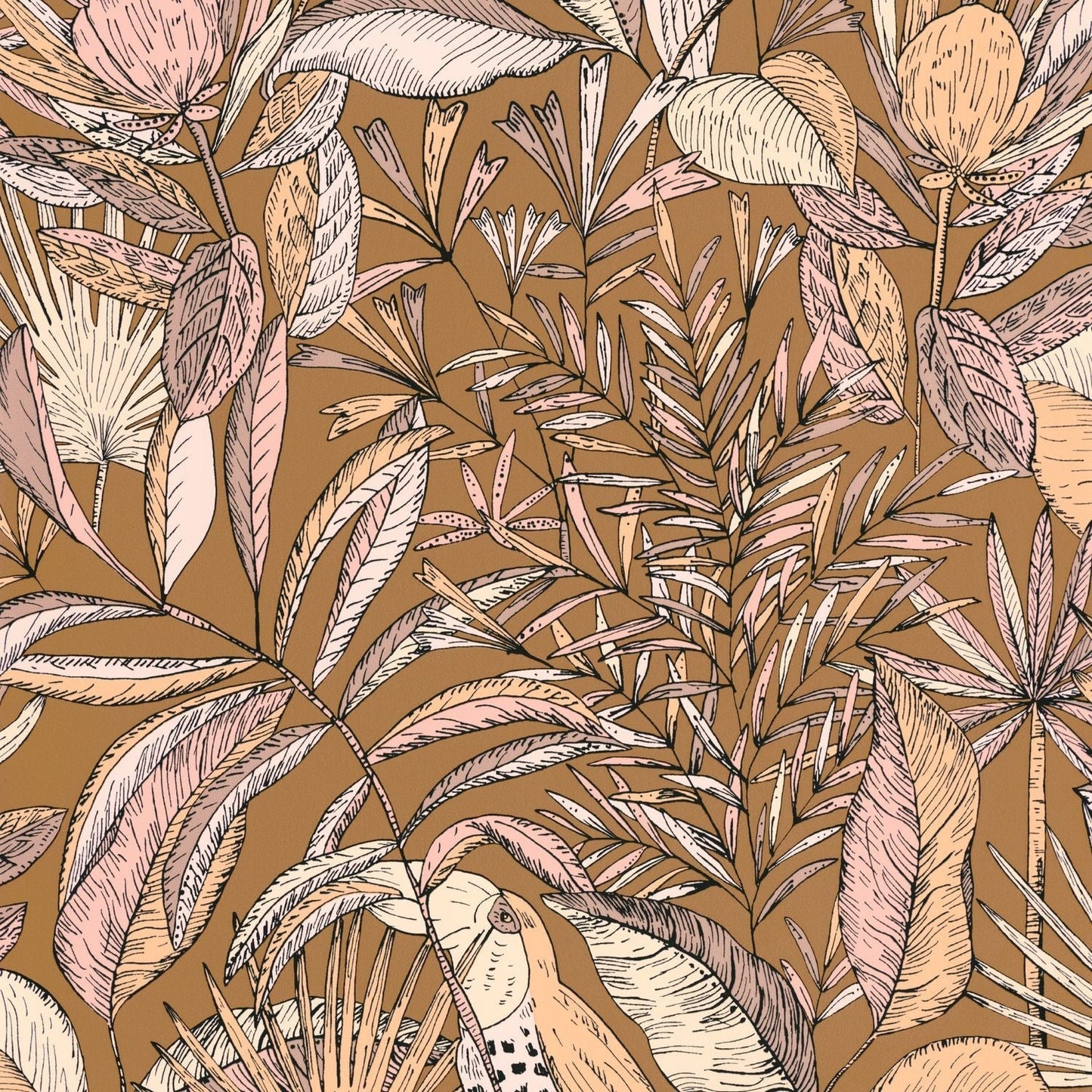 Jardin De Bel Air Wallpaper - Ocre Rose - Caselio - 103014269 - Premier Wallcovering