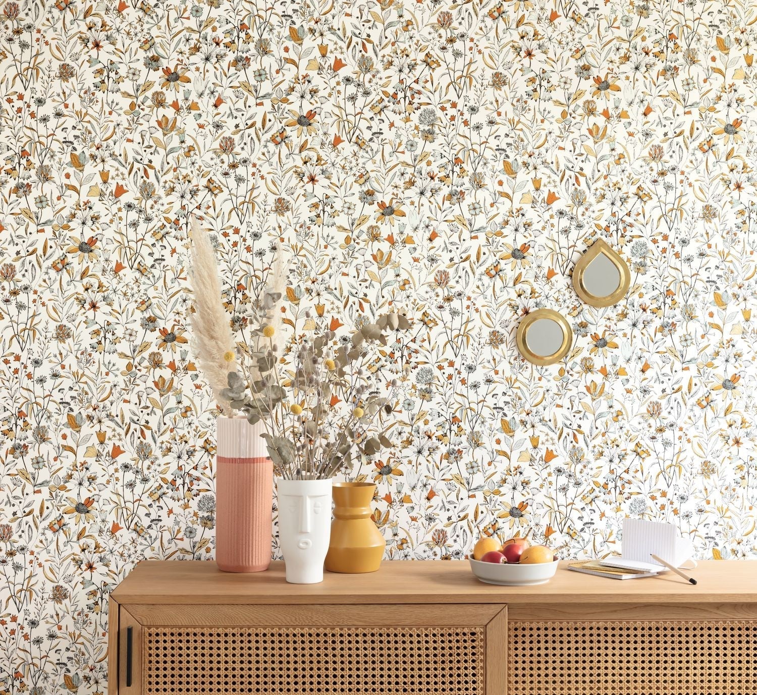 Jardin De Giverny Wallpaper - Blanc Orange - Caselio - 103000325 - Premier Wallcovering