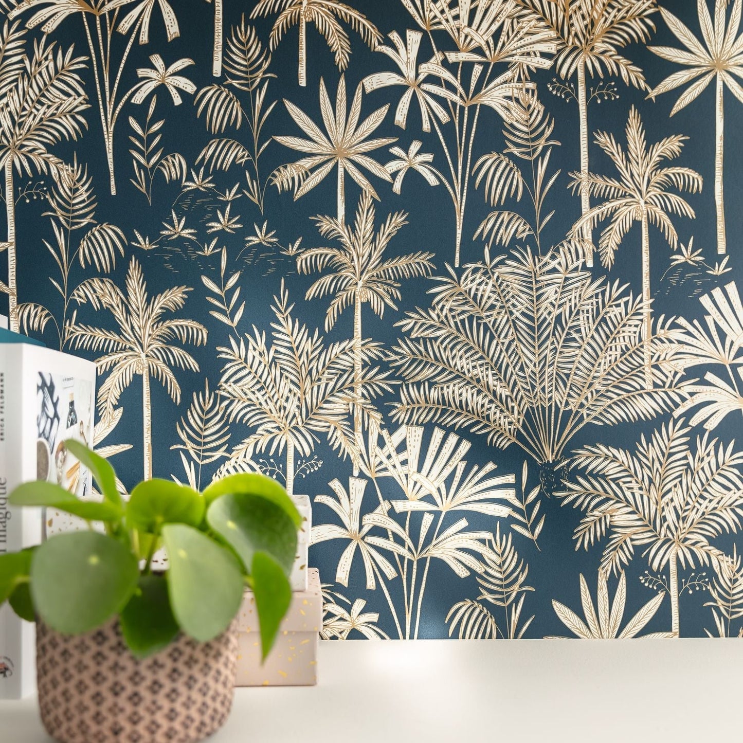 Jardin De Marrakech Wallpaper - Bleu Nuit - Caselio - 103036221 - Premier Wallcovering
