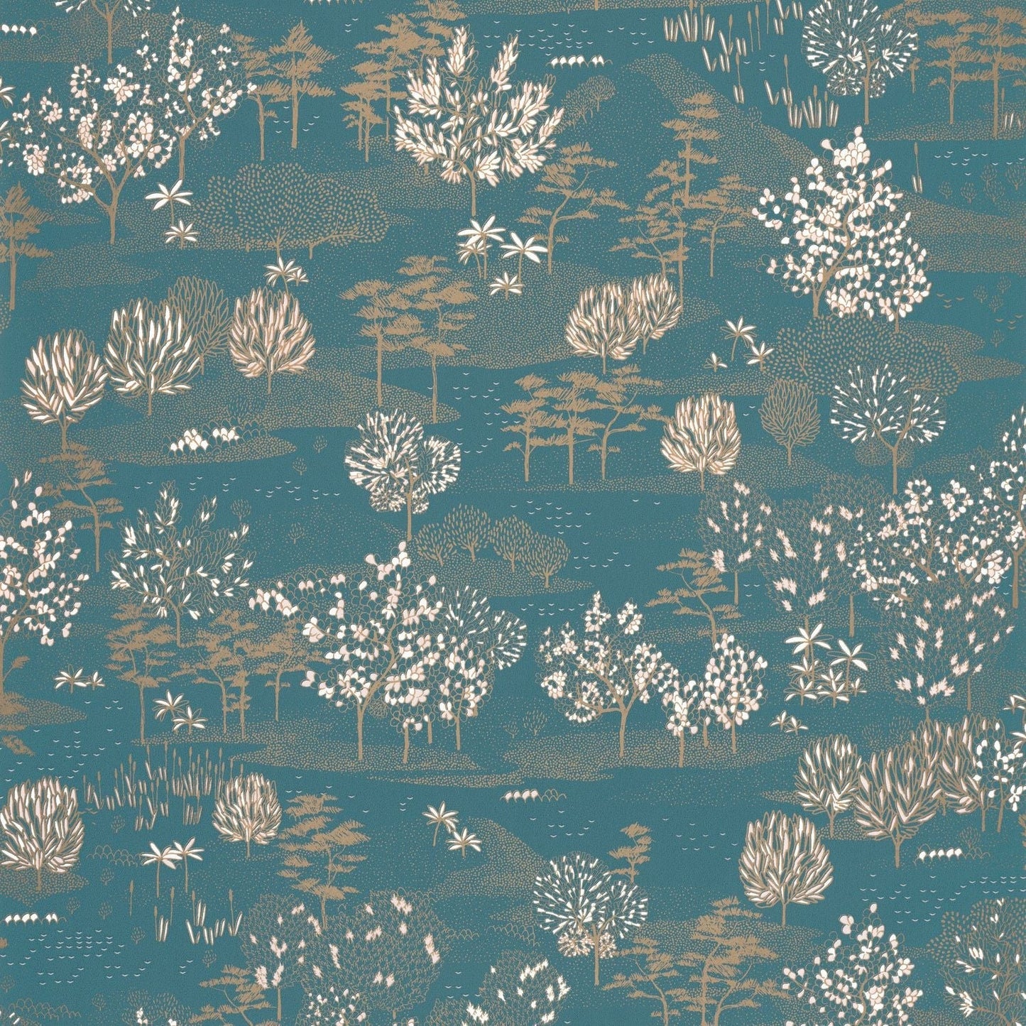 Jardin D'olinda Wallpaper - Bleu Canard - Caselio - 103046244 - Premier Wallcovering