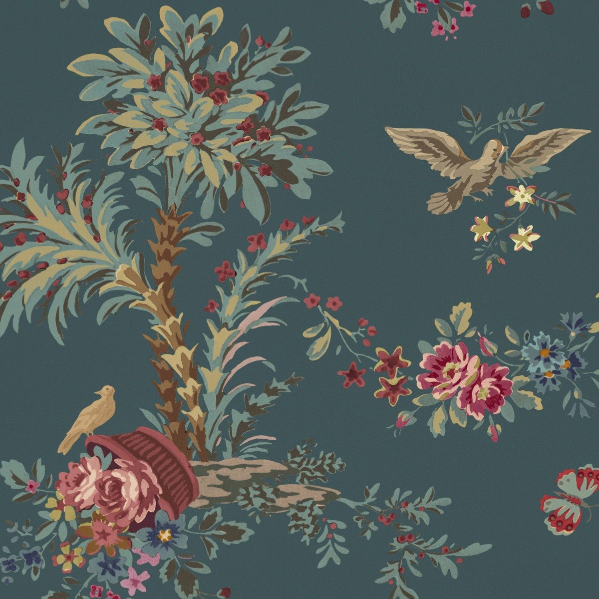 Jardin Provence Wallpaper - Teal - Warner House - Premier Wallcovering
