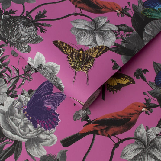 Jardin Wallpaper - Magenta - Graham & Brown - 106429 - Premier Wallcovering