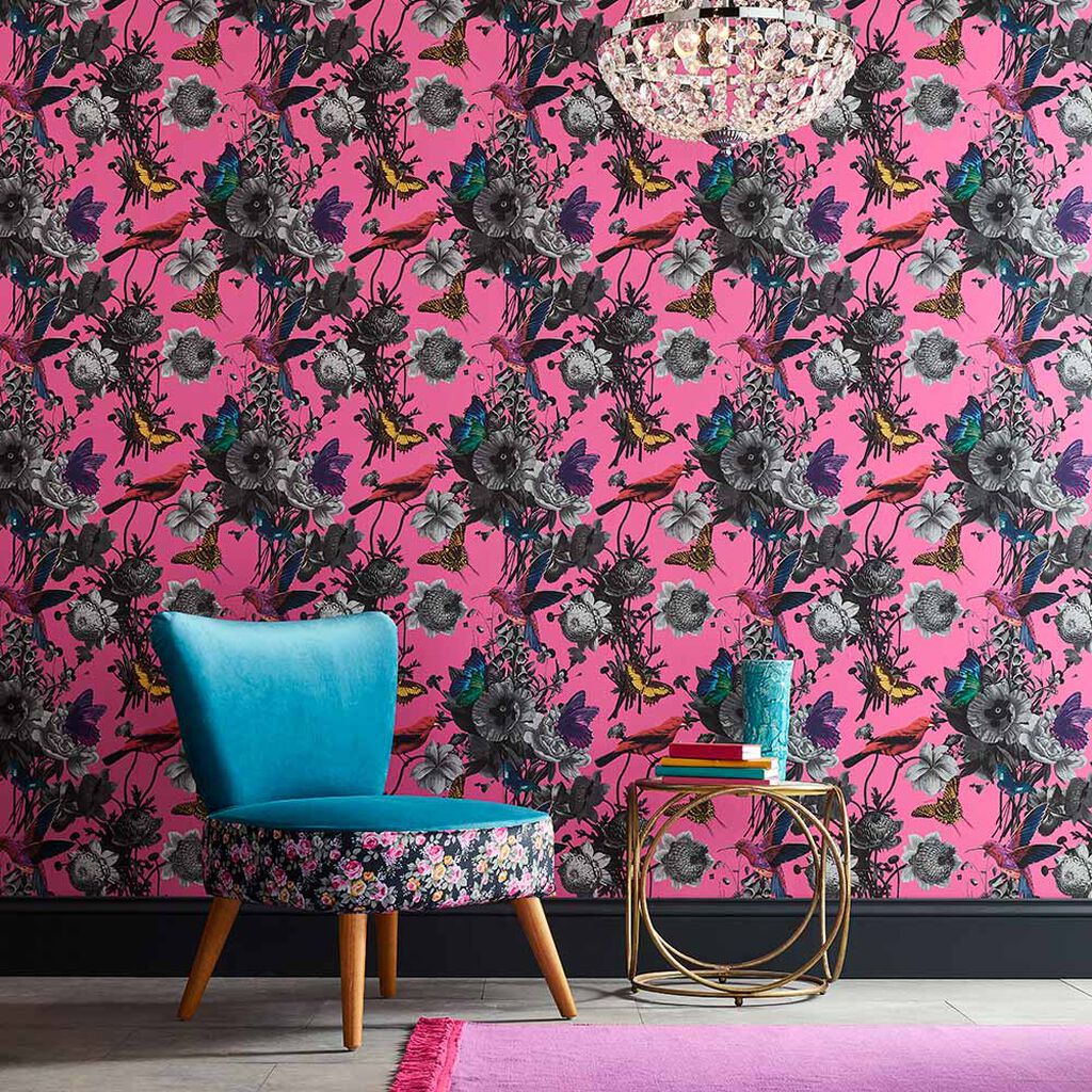 Jardin Wallpaper - Magenta - Graham & Brown - 106429 - Premier Wallcovering