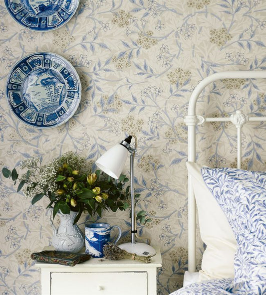 Jasmine Wallpaper - Ecru/Woad - 214724 - Morris & Co - Premier Wallcovering