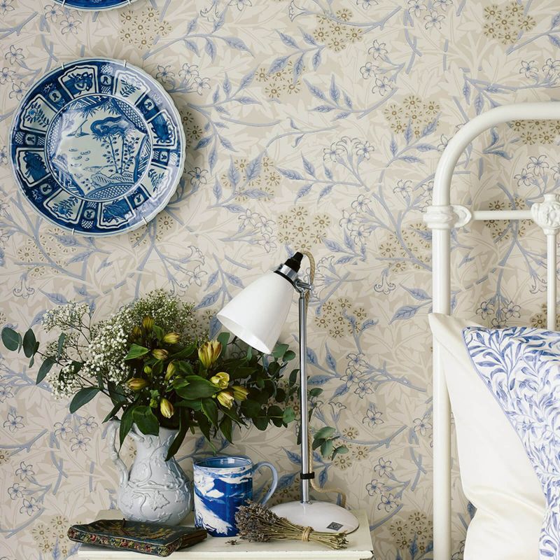 Jasmine Wallpaper - Ecru/Woad - 214724 - Morris & Co - Premier Wallcovering