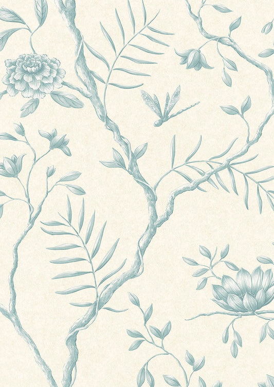 Jasper Peony Wallpaper - Aqua - Lewis & Wood - Premier Wallcovering