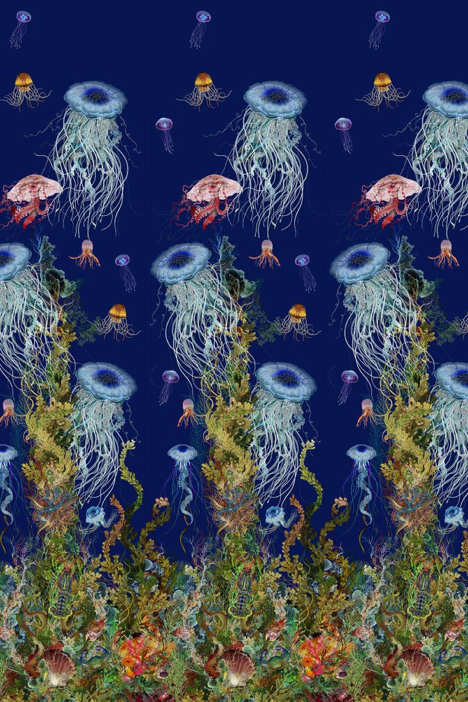 Jellyfish Wallpaper Panel - Blue - Timorous Beasties - SSC/JELF/BLU/PNL - Premier Wallcovering