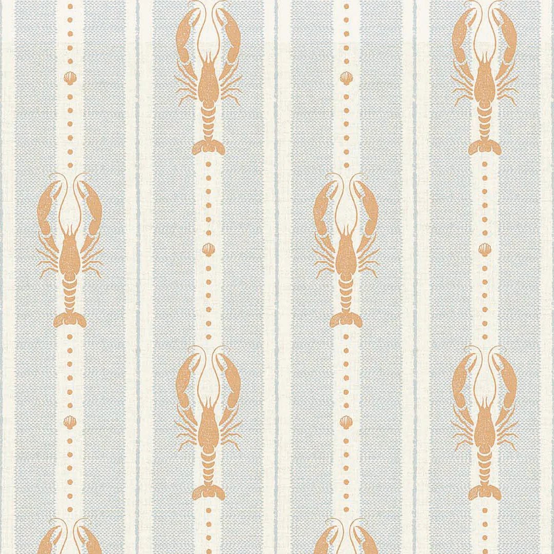 Jersey Lobster Wallpaper - Peach and Mineral Mist - LAN100264 - Lucie Annabel - Premier Wallcovering