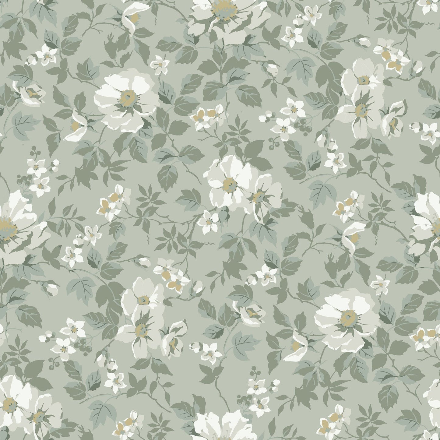 Johanna Wallpaper - Gray/Green - Midbec - 92113 - Premier Wallcovering