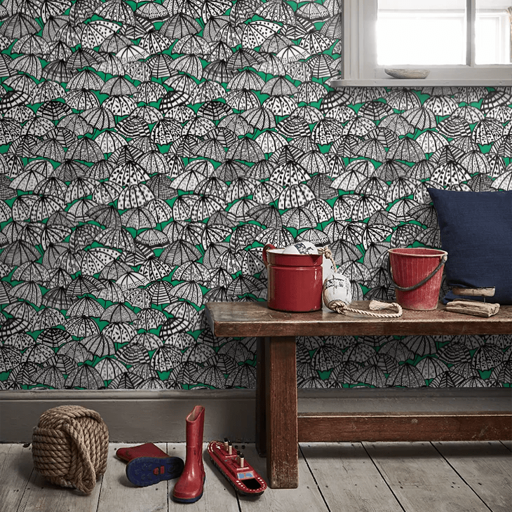 Jolly Brollies Wallpaper - Jade - Ohpopsi - CEP50114W - Premier Wallcovering