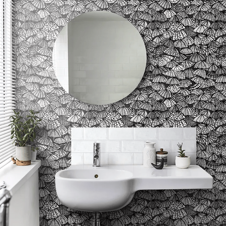 Jolly Brollies Wallpaper - Noir - Ohpopsi - CEP50113W - Premier Wallcovering