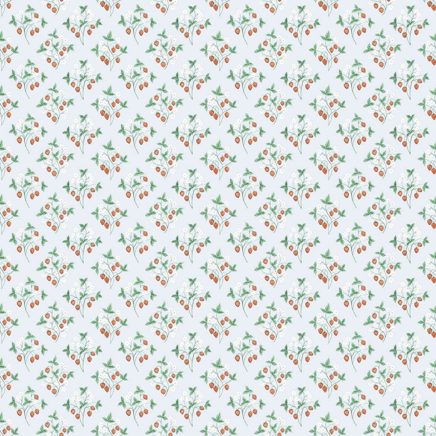 Jordgubbar Wallpaper - Light Blue - Midbec - 43125 - Premier Wallcovering