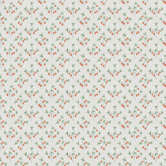 Jordgubbar Wallpaper - Greige - Midbec - 43123 - Premier Wallcovering