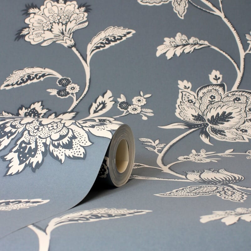 Juliette Floral Wallpaper - Blue - Fine Décor - FD43453 - Premier Wallcovering