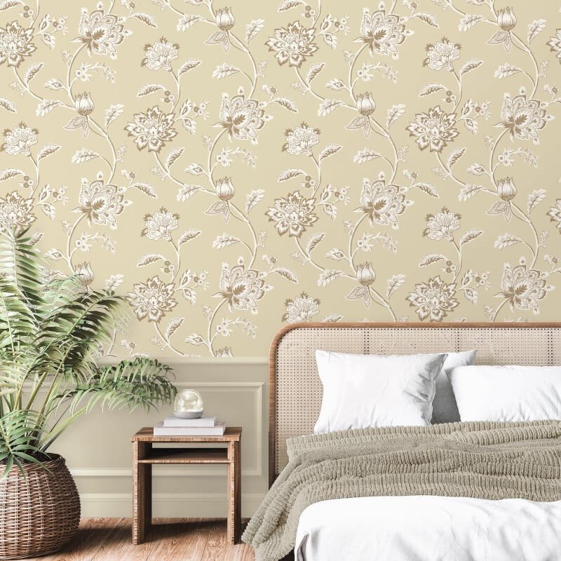 Juliette Floral Wallpaper - Natural - Fine Décor - FD43452 - Premier Wallcovering