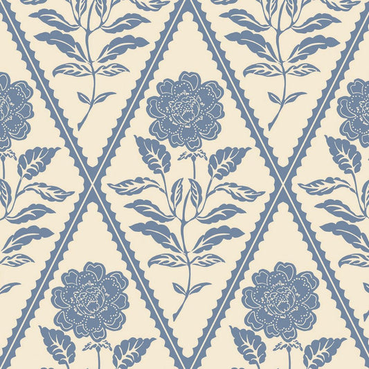 Juliette Floral Wallpaper - Cream & Blue - Joules - 128908 - Premier Wallcovering