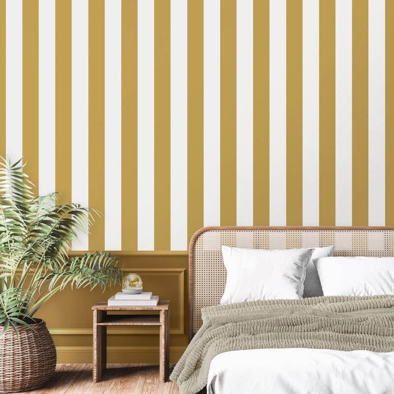 Juliette Stripe Wallpaper - Ochre - Fine Décor - FD43455 - Premier Wallcovering