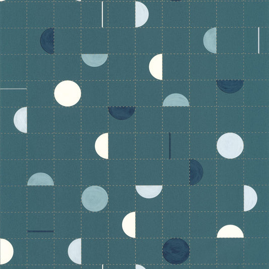 Jump Around Wallpaper - Bleu Canard - Caselio - 102866029 - Premier Wallcovering
