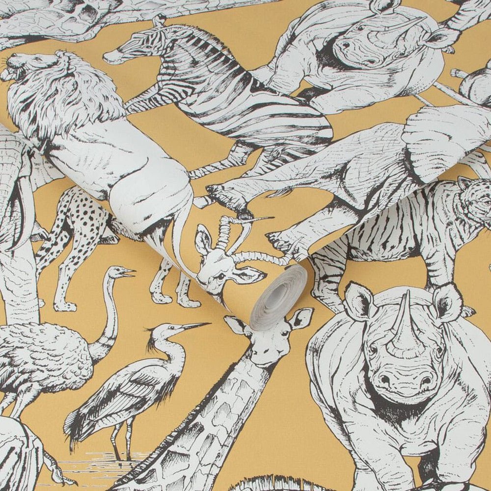 Jungle Animals Wallpaper - Jaune - Superfresco Easy - 107691 - Premier Wallcovering