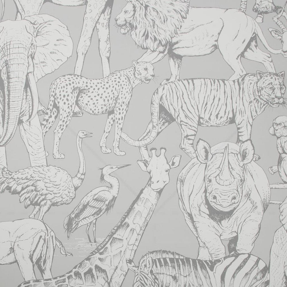 Jungle Animals Wallpaper - Grey - Superfresco Easy - 108567 - Premier Wallcovering