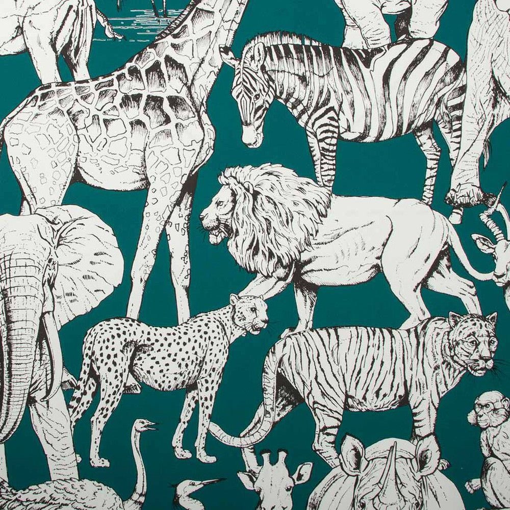 Jungle Animals Wallpaper - Vert - Superfresco Easy - 107692 - Premier Wallcovering