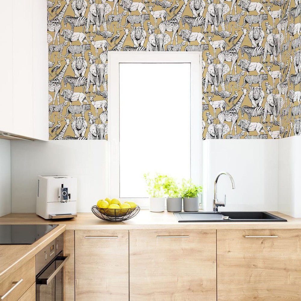 Jungle Animals Wallpaper - Jaune - Superfresco Easy - 107691 - Premier Wallcovering