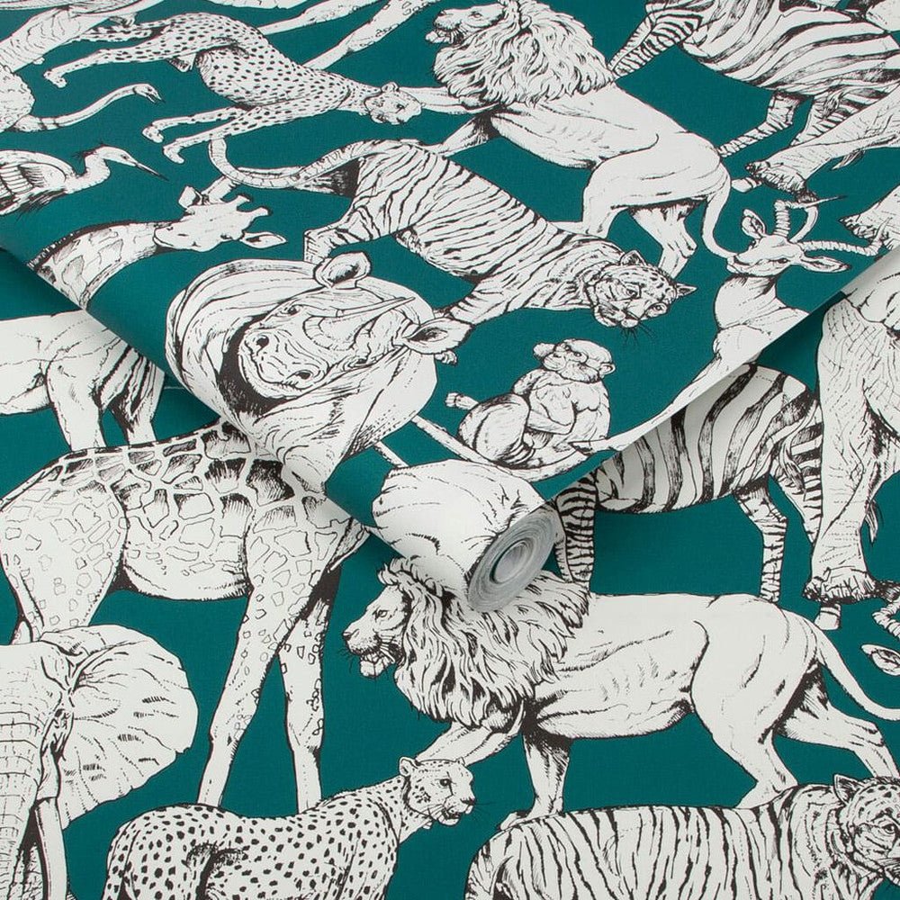 Jungle Animals Wallpaper - Vert - Superfresco Easy - 107692 - Premier Wallcovering