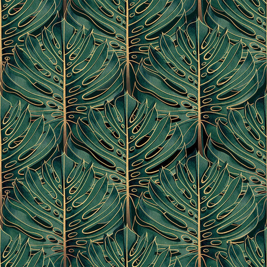 Jungle Beat Wallpaper - Jungle Green & Gold - Lust Home - LH900493 - Premier Wallcovering