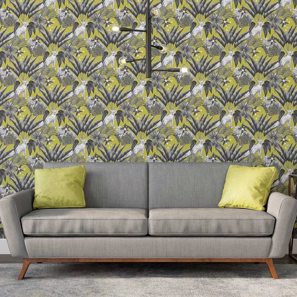 Jungle Cheetah Wallpaper - Sable & Lime - Ohpopsi - WLD53105W - Premier Wallcovering
